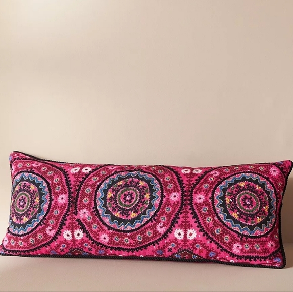 Anthropologie Embroidered Iclyn Pillow- pink